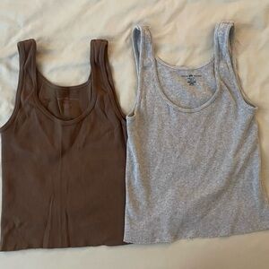 Brandy Melville Bundle Ribbed Cropped Tank Tops - Brown and Gray